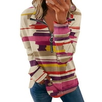 Ženski vrhovi dugih rukava za zimsko čišćenje Ženska modna labava turtleneck Print Zip dugim rukavima vrhunska bluza