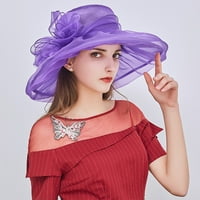 Lomubue Elegantne žene Organza Sunhat Dvostruki sloj Cap čipka Cvijet preklopi ljetni šešir