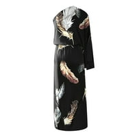 Clearsance Ljetne haljine za žene tiskane dužine koljena A-line rukave modna haljina za jedno rame Multicolor XL