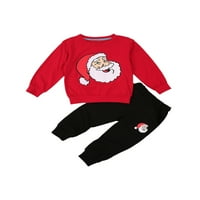 Binpure Kid Santa Claus majica + pantalone Cartoon Classic Okrugli izrez rebrani zatvaranje Svečana odjeća