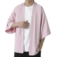 Ružičaste polo majice za muškarce mužjak ljetna košulja Solid Kimono poluleveni elegantni vrhunska ramena labava mekana kardiganska majica