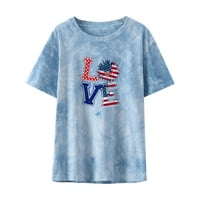 4. jula Košulja Žene kravata Tips Američki zastava Skreni klica kratki rukav Ležerne prilike za labave tee