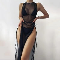 Twifer ženski kupaći kostim za poklopac bikini draped prednjim vučnim čvorovima mrežica mreža bez donjeg