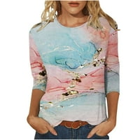 Ženske plus veličine vrhova čišćenje Ženska modna tiskana majica Srednja rukava Bluza Okrugli vrat Ležerne prilike