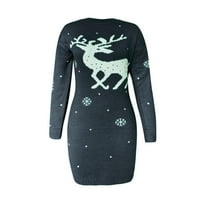 Ženska haljina Ženska okrugla vrat Elk Božićne džemper Haljina Ležerne prilike Ležerne prilike sa dugim