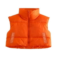 Diconna zimska ženska prsluk kaput čvrsta boja sa zatvaračem Side Bočni džepovi mogli su na narančima narančasta
