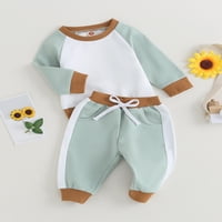 Gwiyeopda Toddler Baby Boy Outfit Set Contrast Color Duge rukave i hlače TrackSirt