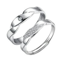 Yueulianxi prstenovi Par prstenovi hladni bakreni prsten s podesivim bakrenim prstenom za otvaranje