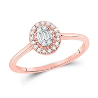 Dijamantna ponuda 14kt Rose Gold Womens Okrugli dijamantni modni klaster ovalni prsten CTTW