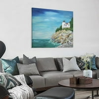 Posteri i printov Svjetionik na stjenovitoj obali Ulje svjetla svjetionici Zidna umjetnost Ocean Landscape