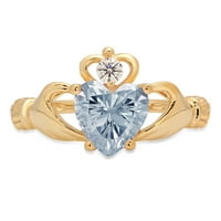 1. CT Sjajno srce Clear Simulirani dijamant 18k žuti zlatni pasijans obložen prsten sz 7