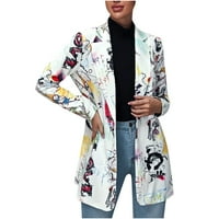 Funicet Blazer jakne za žene Žene Ležerne grafite Ispiši jedno dugme Mali kardigan Wthout džepni kaput