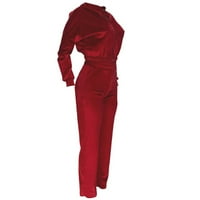 SHLDYBC ženske dvije odjeće s dugim rukavima odvajanja na dugih rukava i duge hlače trenerke-crvene
