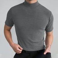 Muška pada modna mužjaka ljetna puna majica bluza s visokim ovratnikom Turtleneck kratkim rukavima