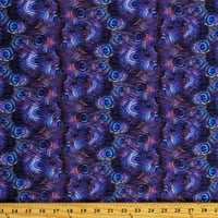 Pamučna pamučna perje Perys Plumes Purple Purple Plave ptice Pamuk Tkanini Print od dvorišta
