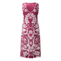 Haljina za žene V izrez čipkani oblozi cvjetni print Spremnik s labavom bez rukava ljetna casual mini