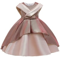 Lilgiuy Toddler Djevojka Ljetne haljine Djevojke za djecu Minimalistic Bowknot Čista boja za šivanje