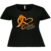 Inktastična očvršćavanje - bubrežna svjesnost raka Narančasta vrpca Ženska majica plus veličine