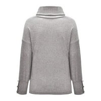 Zimski kaputi za žene Žene Turtleneck pulover Dugme dugih rukava, pleteni džemper vrhovi kaputi za žene