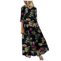 Ženska casual rukava cvjetna tiskana Holiday Bohemian Loose Maxi haljina