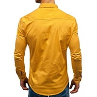 Farfi Men Solid Boja Multi-džepovi Slim Fit dugi rukav Okrenite košulju ovratniku