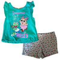 MUPPETS Baby Girl Bebies Flutter rukav grafički tenkovi i kratke hlače, set od ometanja, veličine 12 meseci ružičasta