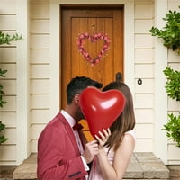 Dekorativni venac u obliku srca u obliku srca, viseći vijencima sa crvenim umjetnim ružama, sa bez svjetla