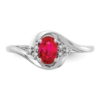 14k bijeli zlatni prsten sa kamenjem juli Ruby ovalni crveni dijamant, veličina 8