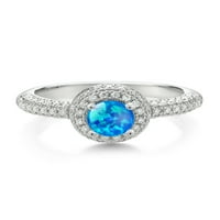 GEM kamen kralj sterling srebrni prsten za angažman za žene Cabochon simulirani opal moissine