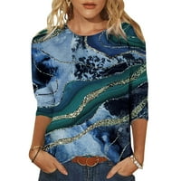 Majice Labakihah za žene Ženske majice s dugim rukavima Labavi ležerne vrhove Prekrasna print Crewneck