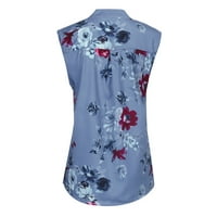 Leylayray velike majice za žene, ljetne vrhove za ženska casual v-izrez cvjetni tiskani bez rukava majice