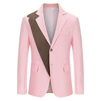 Muški ležerni jesen i zimski trend ovratnik ovratnik jedan vijak fit okrugli džepov jakna s malim odijelom ružičasta xxxl
