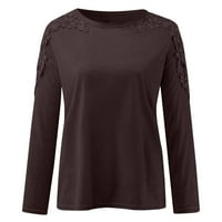 Ženski vrhovi i bluze casual okrugli vrat čipka u šupljim majicama dugih rukava majica majica plus veličine