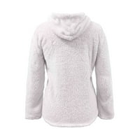 Kaicj Hoodies za žene Ženski trendi solidni V izrez plišani duks pulover labav dugi rukav zatvarač
