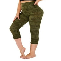 Abtel Žene Capris High Strux Stretch Capri Yoga Hlače Dame udobne teretane Vojska zelene s