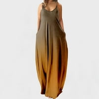 AOKSEE Plus size Long Maxi haljina za žene špagete gradijentna remena haljina casual v izrez plaža za