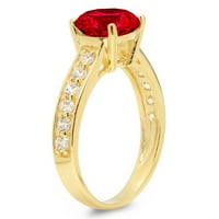 2.18ct okrugli rez crveni simulirani ruby ​​14k žuto zlato ugraviranje izjava bridalna godišnjica Angažman vjenčani prsten veličine 4,75