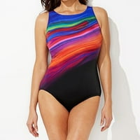 GDFUN ženska modna konzervativna gradijentna pruga velika odjeća za kupaće bikini ženske kostimu