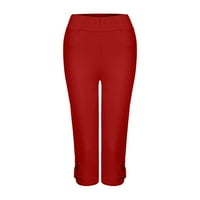 Womens Capri yoga hlače, duljine uskih hlača, trenerke Comfy Lounge Joggers, udobne obrezirane slobodno vrijeme hlače Dukseri Yoga Hlače crveno XXL: 12