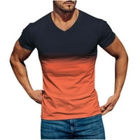 CLlios muški čišćenje majica, muškarci casual v-izrez gradijent ispis pulover fitness sportske kratke