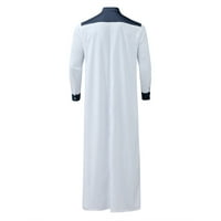 Outfmvch duksevi za muškarce Casual Color Contrast Robe Dugi rukav Polu patent zatvarača Jubba Thobe Wemens Tops Navy