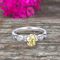 1. Carat Art Deco Style okrugli šampanjački dijamantski moissan prsten na 10k bijeli zlatni vintage