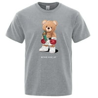 Jhpkjstrong Boxer Teddy Bear Ne odustajte od ispisa smiješne majice Muški pamučni casual kratkih rukava