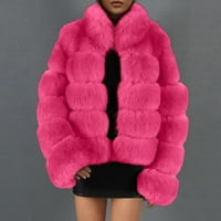 Žene kaputi zimski čišćenje Žene dame toplo Furry Courry Jakna Zimska solidna V-izrez odjeća
