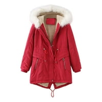 Tking Fashion Women Cardigan Winter Long Decker i baršun održava topli casual kaput sa špetnicima za žene Crveni XL