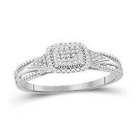 Čvrsti 10k bijeli zlatni okrugli dijamantski kvadratni klaster mladenka za venčani prsten. - Veličina