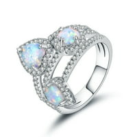 Bijeli kameni prsten, ručno izrađen rez, vjenčani angažman nakit poklon prstenovi bijeli