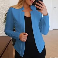 Ženska blejzer za uklanjanje otvorena prednja kardiganska jakna Čvrsta boja Casual moda s dugim rukavima Gornja jakna kaput Business Wearwer plave 2xl