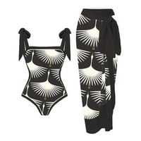 Ženska kupaći kostim kupaćih kostima Leopard Blok Print Summer Tankini Bikini s dugim šifronom pokrov