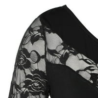 NSENDM Quarter Solid Tops LACE Plus bluza O-izrez Veličina i asimetrična tri ženska floralna plus veličina